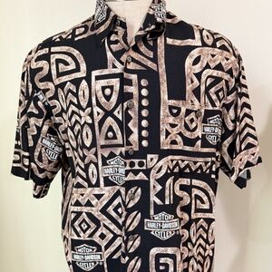 Vintage Harley-Davidson Tori Richard Hawaiian shirt tribal Mens M